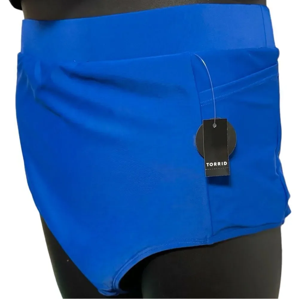 Torrid Blue Ultra High-Rise Active Swim Bottom with Pockets NWT 3 3XL